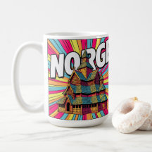 Norge Norway Stave Church Oslo Pop Art Coffee Mug