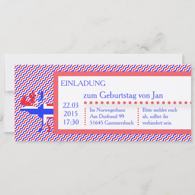 Norge Norwegen Einladung Invitation (Back)