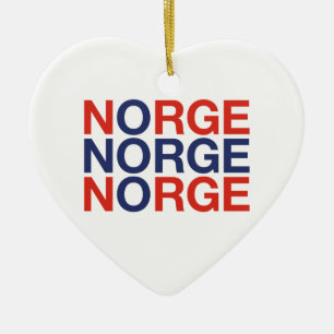 NORGE Norwegian Flag Ceramic Tree Decoration