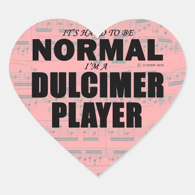 Normal Dulcimer Player Heart Sticker (Front)