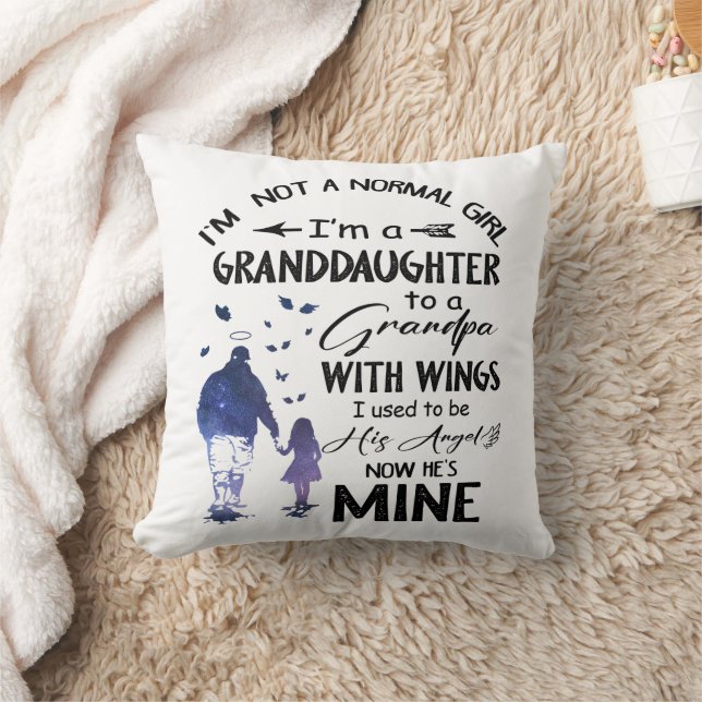 Normal Girl Granddaughter Grandpa With Wings Angel Cushion (Blanket)