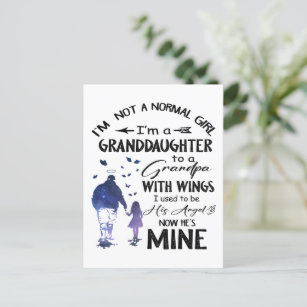Normal Girl Granddaughter Grandpa With Wings Angel Postcard