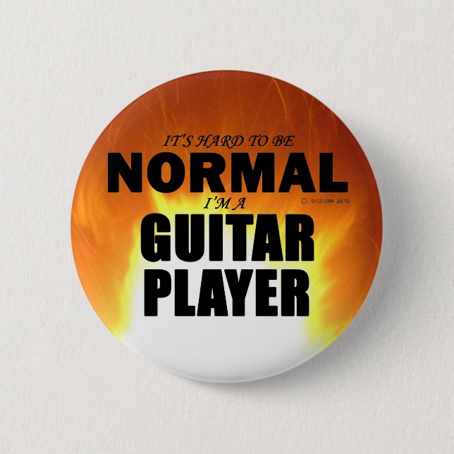 Normal Guitar Player 6 Cm Round Badge (Front)