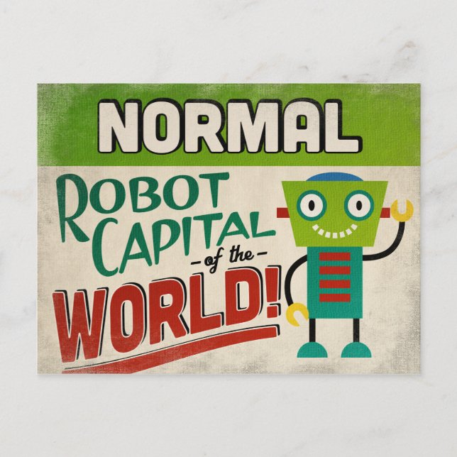 Normal Illinois Robot - Funny Vintage Postcard (Front)