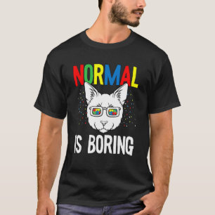 Normal Is Boring Autism Awareness Cute Cat Puzzle T-Shirt