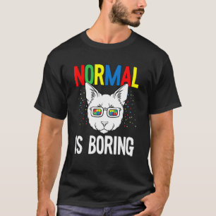 Normal Is Boring Autism Awareness Cute Cat Puzzle T-Shirt