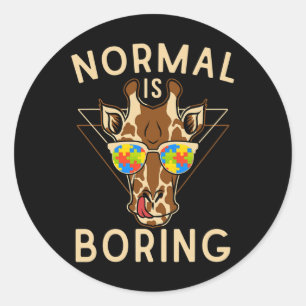 Normal Is Boring Autism Awareness Giraffe Classic Round Sticker