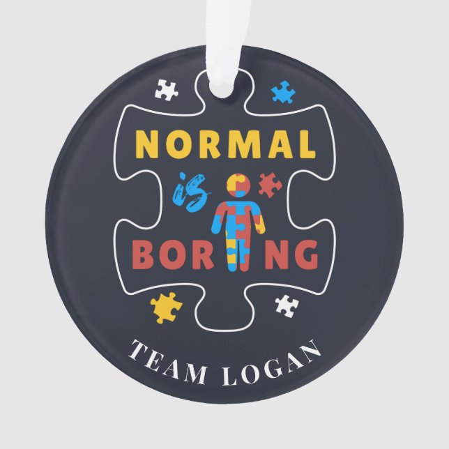 Normal is Boring Autism Awareness Merry Christmas Ornament (Front)