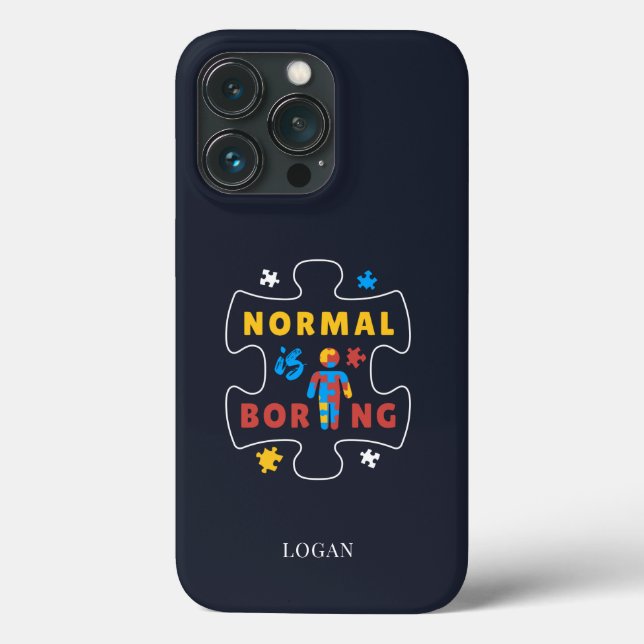 Normal is Boring Autism Awareness Puzzles Case-Mate iPhone Case (Back)