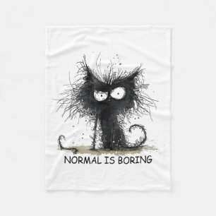 Normal Is Boring Funny Cat Graphic Tee Men Women Fleece Blanket