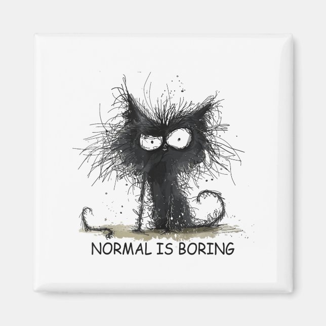 Normal Is Boring Funny Cat Graphic Tee Men Women  Magnet (Front)