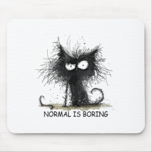 Normal Is Boring Funny Cat Graphic Tee Men Women Mouse Mat