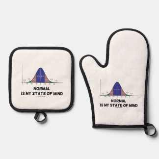Normal Is My State Of Mind Bell Curve Geek Humor Oven Mitt & Pot Holder Set