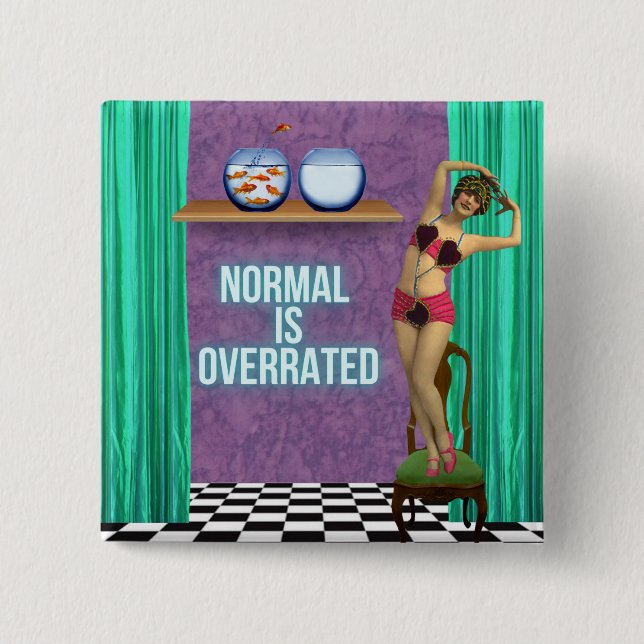 Normal is Overrated Funky & Fun   15 Cm Square Badge (Front)