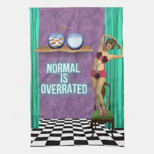 Normal is Overrated Funky & Fun Altered Art  Tea Towel