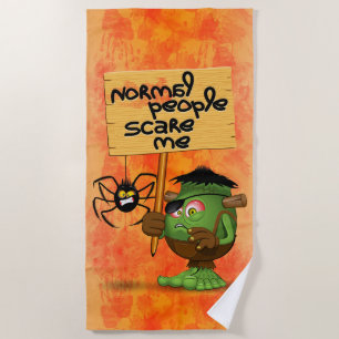 'Normal People Scare Me' Frankenstein Character Beach Towel