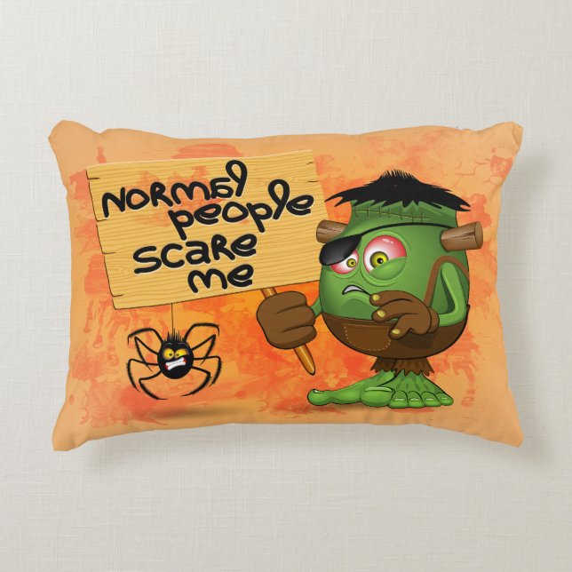 'Normal People Scare Me' Frankenstein Character Decorative Cushion (Front)