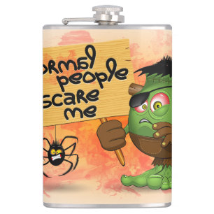 'Normal People Scare Me' Frankenstein Character Hip Flask