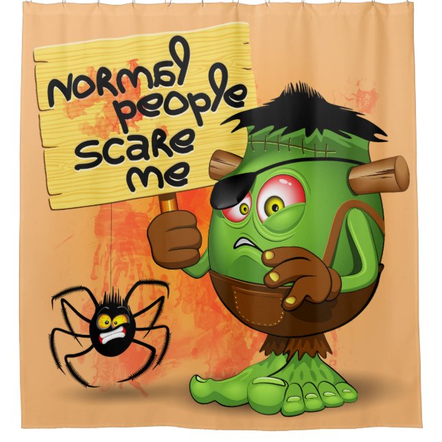 'Normal People Scare Me' Frankenstein Character Shower Curtain (Front)