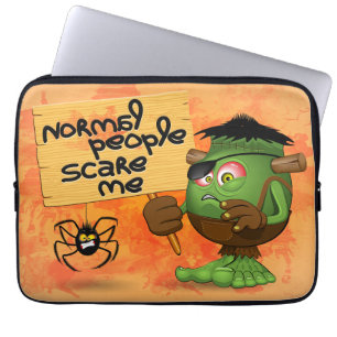 'Normal People Scare Me' Humorous Frankenstein Laptop Sleeve