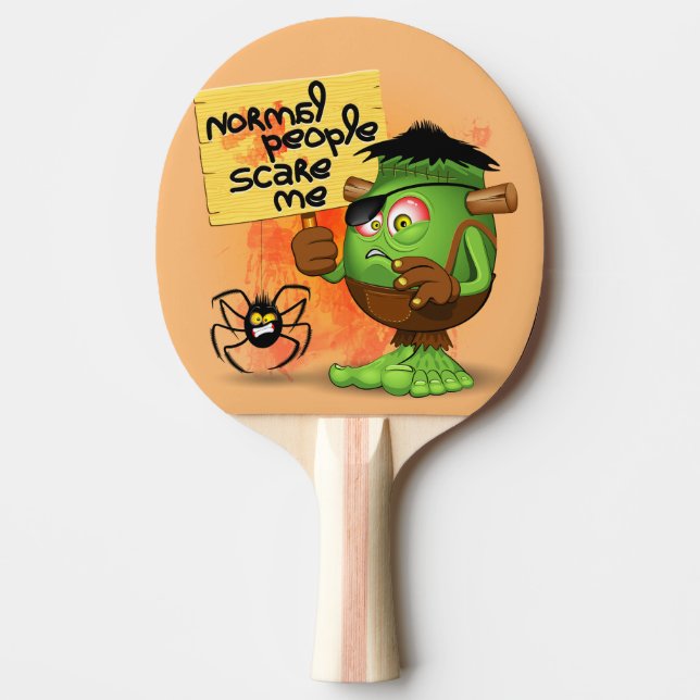 'Normal People Scare Me' Humorous Frankenstein Ping Pong Paddle (Front)
