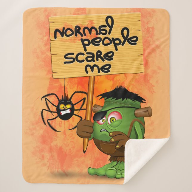 'Normal People Scare Me' Humorous Frankenstein Sherpa Blanket (Front)