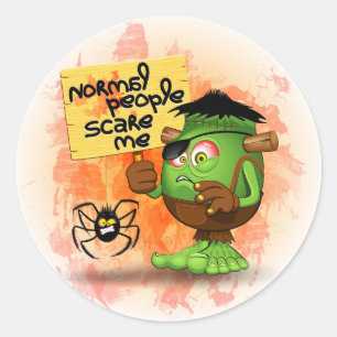 'Normal People Scare Me' Humourous Frankenstein Classic Round Sticker