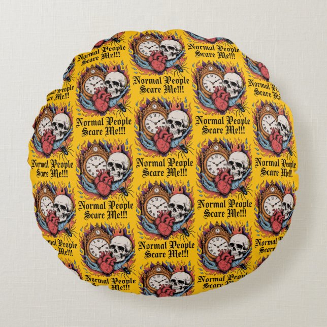 Normal People Scare Me Round Cushion (Front)