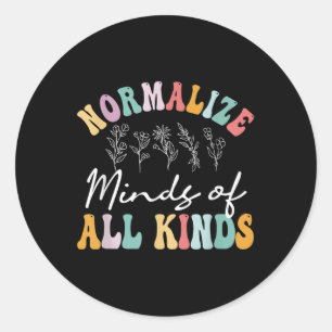 Normalise Minds Of All Kinds Autism Awereness Classic Round Sticker