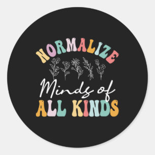 Normalise Minds Of All Kinds Autism Awereness Classic Round Sticker