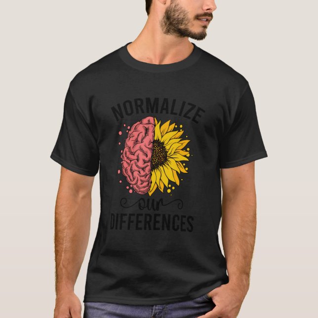 Normalise Our Differences Neurodiversity Neurodive T-Shirt (Front)