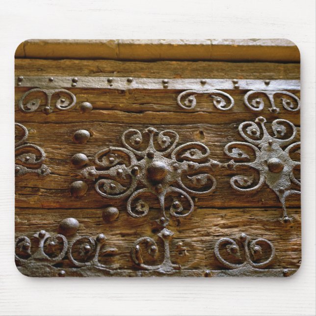 Norman iron scroll work on wooden door mouse mat (Front)