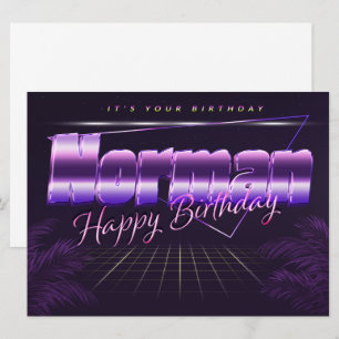Norman Name Vorname lila retro Karte Geburtstag Card