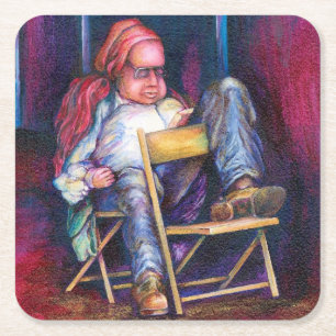 Norman Perfers to Draw in His Sleep Square Paper Coaster