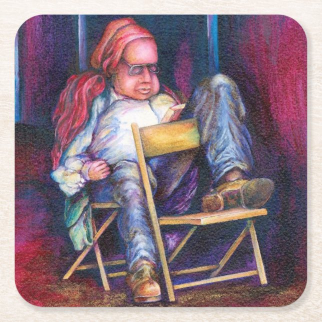 Norman Perfers to Draw in His Sleep Square Paper Coaster (Front)