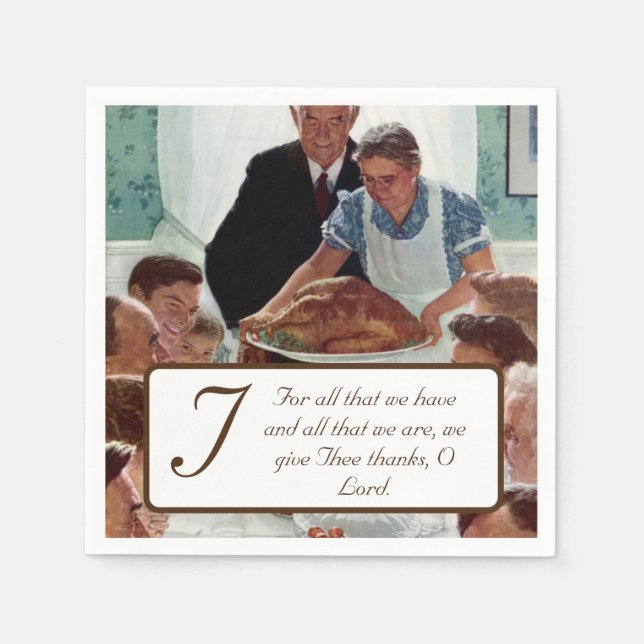 Norman Rockwell Customisable Thanksgiving Napkin (Front)