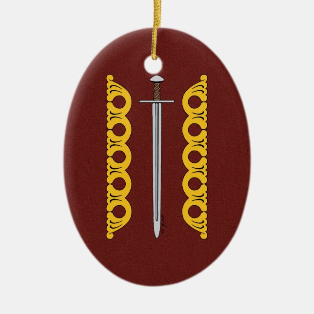 Norman Sword and Decorative Bands Ceramic Tree Decoration (Front)