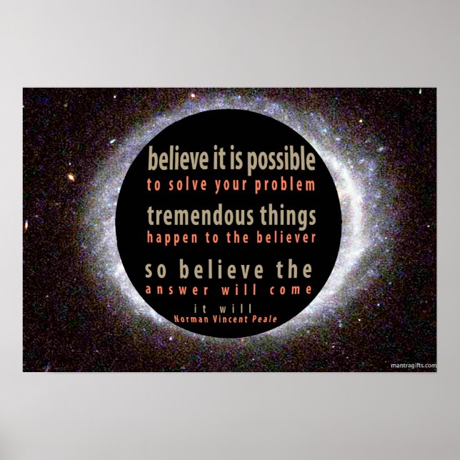 Norman Vincent Peale Positive Quote Poster (Front)