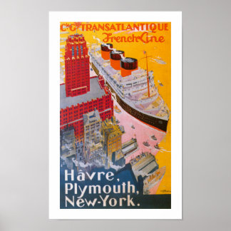 Normandie at New York Harbour Poster