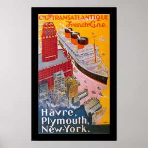 Normandie at New York Harbour Poster