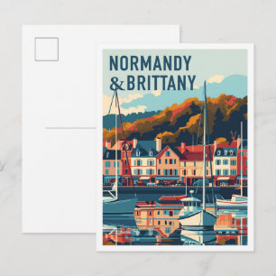 Normandy and Brittany France Art Vintage Travel Postcard