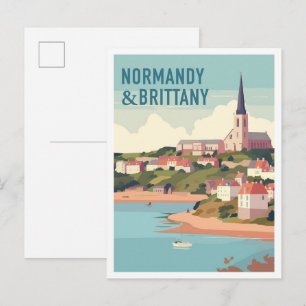Normandy and Brittany vintage Travel Postcard