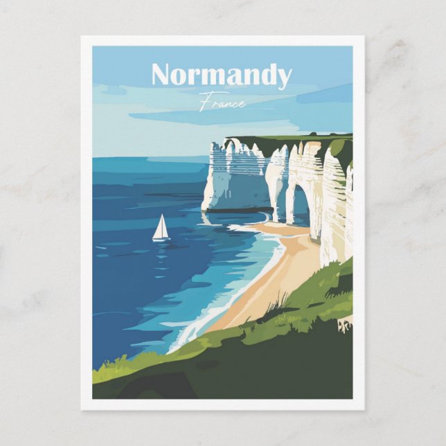 Normandy France Artwork Travel Place illustration Postcard (Front)