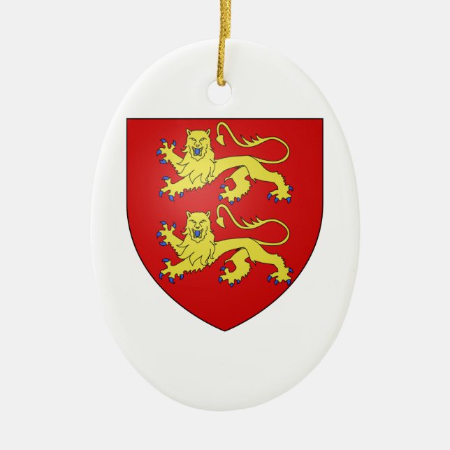 Normandy (France) Coat of Arms Ceramic Tree Decoration (Front)