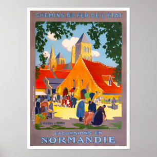 Normandy France vintage travel Poster