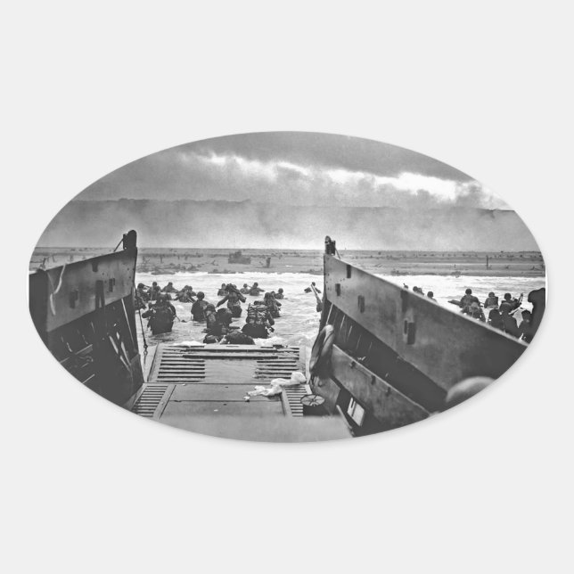 Normandy Invasion at D-Day - 1944 Oval Sticker (Front)