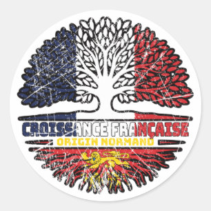 Normandy Norman French France Tree Roots Flag Classic Round Sticker