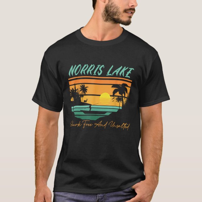 Norris Lake Shark Free and Unsalted Funny Nature   T-Shirt (Front)