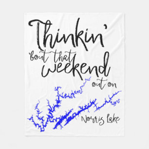 Norris Lake Tennessee Blue Weekend Shoreline Map Fleece Blanket