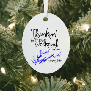 Norris Lake Tennessee Blue Weekend Shoreline Map Metal Tree Decoration